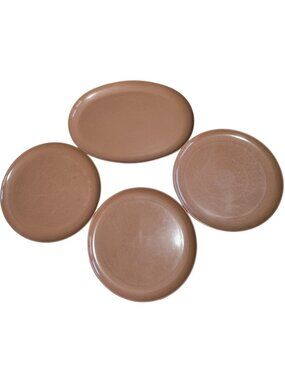 Chocolate Brown Melmac Dinnerware, Lot of 3 dinner plates and 1 serving plate